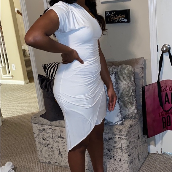 Bebe Asymmetrical white dress size small - Picture 6 of 6